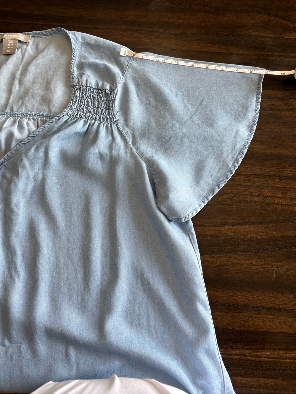 Lucky Brand Chambray Flutter Sleeve Tunic Dress 1X Boho Blue - Picture 7 of 13
